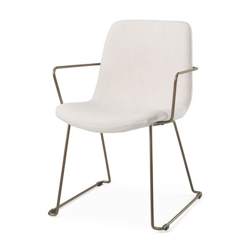 Sawyer Cream Fabric Wrap Gold Metal Frame Dining Chair