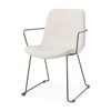 Sawyer Solid Back Dining Side Chair | Cream Fabric with Gold Metal, Dining Chair by Mercana, 22.44" length x 24.8" width x 34.65" height thumbnail 1