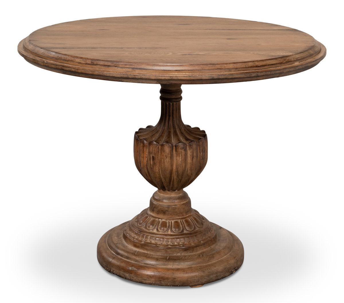 Renaissance Pedestal Dining Table 40top, by Sarreid, 3'4" length x 3'4" width x 2'6" height View 2