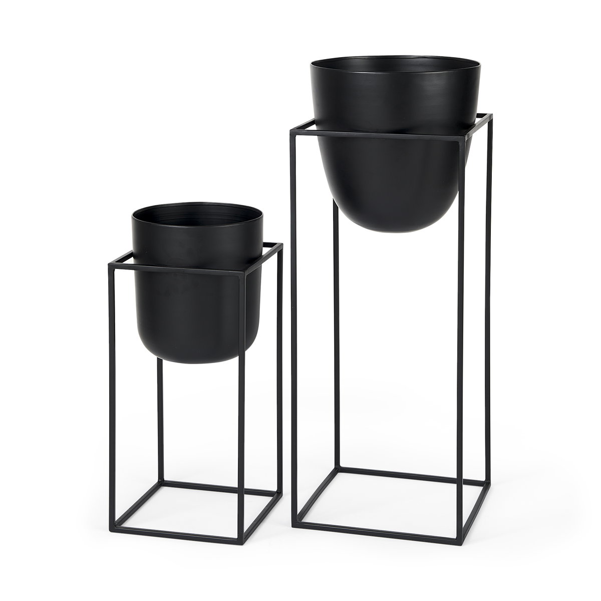 Bumble (Set of 2) 12L x 12W x 32H Black Plant Stands, Planter by Mercana, 11.81" length x 11.81" width x 31.89" height View 1