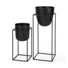 Bumble (Set of 2) 12L x 12W x 32H Black Plant Stands, Planter by Mercana, 11.81" length x 11.81" width x 31.89" height thumbnail 1