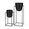 Bumble (Set of 2) 12L x 12W x 32H Black Plant Stands, Planter by Mercana, 11.81" length x 11.81" width x 31.89" height thumbnail 1