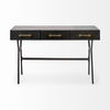 Vince 51L x 18W Black Metal with Gold Accents 3 Drawer Office Desk, by Mercana, 51.18" length x 18.31" width x 31.1" height thumbnail 4