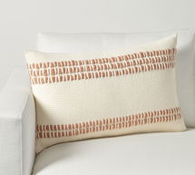 Online Designer Combined Living/Dining Reed Striped Lumbar Pillow & Down Alternative Insert Bundle, 16" x 26", Adobe