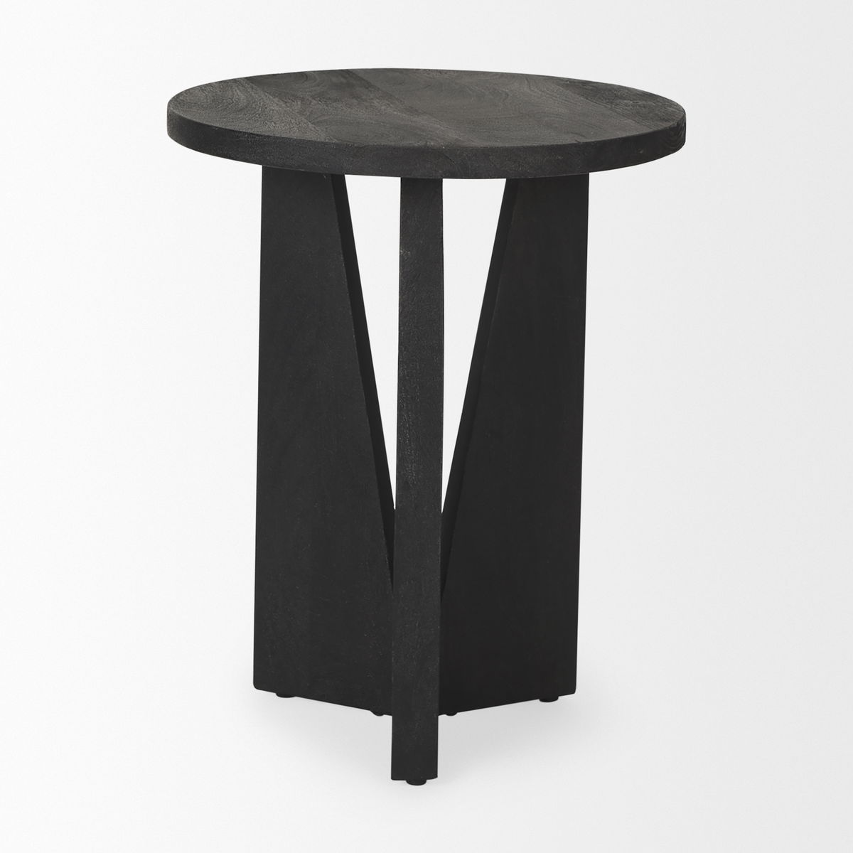 Mattius Black Wood Accent Table, Side & End Table by Mercana, 18" length x 18" width x 22.5" height View 8
