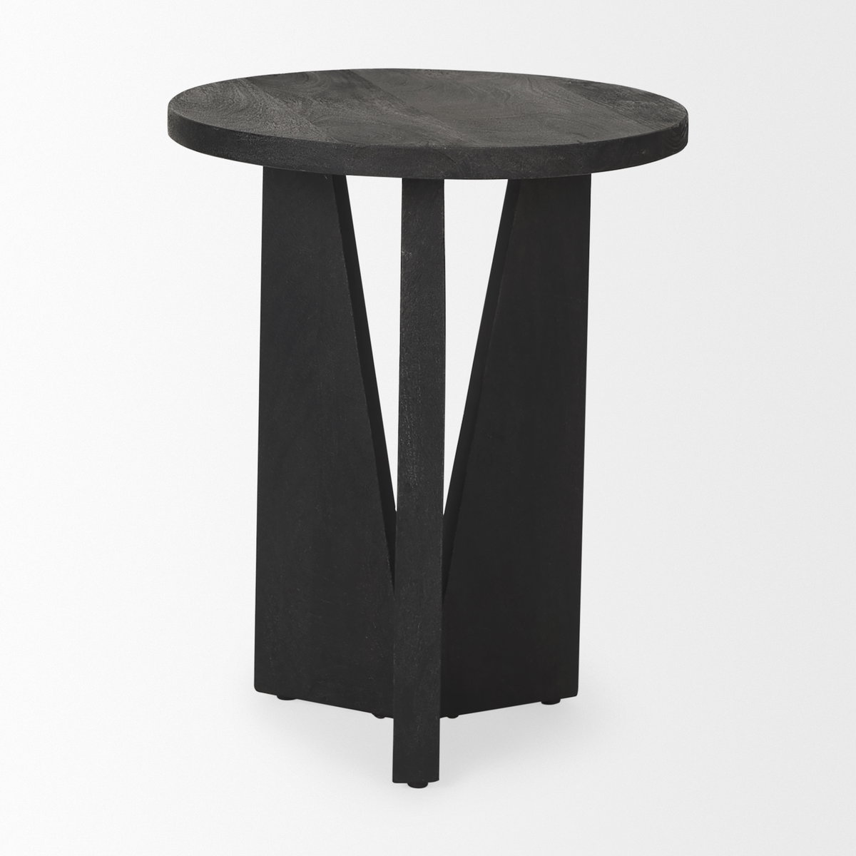 Mattius Black Wood Accent Table, Side & End Table by Mercana, 18" length x 18" width x 22.5" height View 8