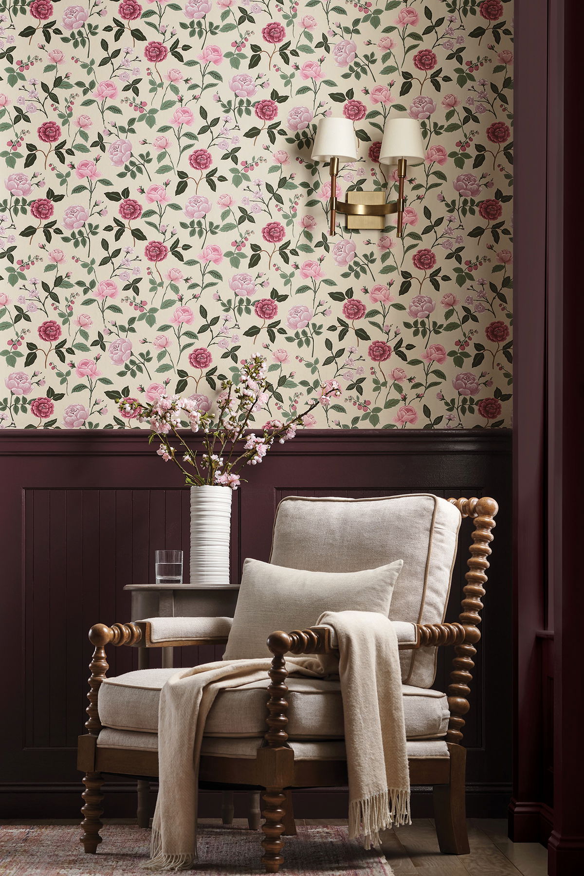 Roses Linen Wallpaper large image 