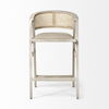 Tabitha 30.75' Seat Height Beige Fabric/Rattan Seat Blonde Wood Frame Bar Stool thumbnail 1