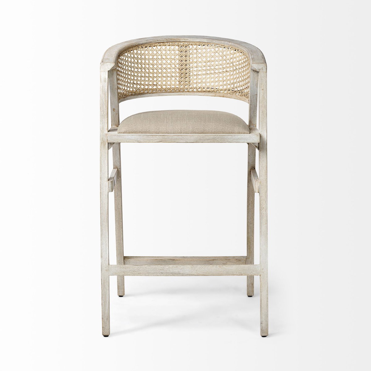 Tabitha Low Back 30.75in Seat Bar Stool | Beige Fabric with Blonde Wood, Counter & Bar Stool by Mercana, 23.25" length x 24" width x 40.25" height View 2