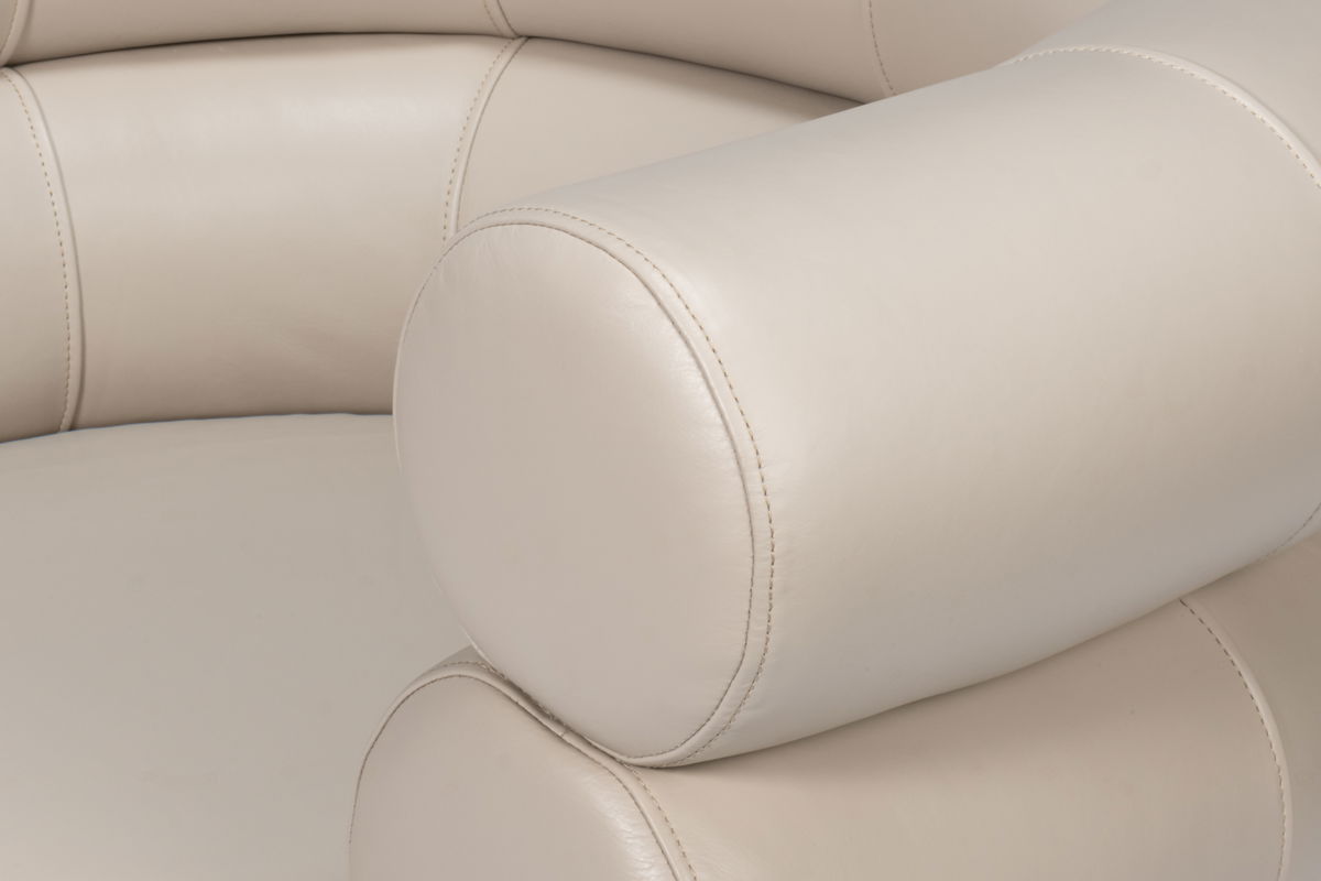 Rondo Occasional Leather Chair White, by Sarreid, 2'7" length x 3'2" width x 2'6" height View 5