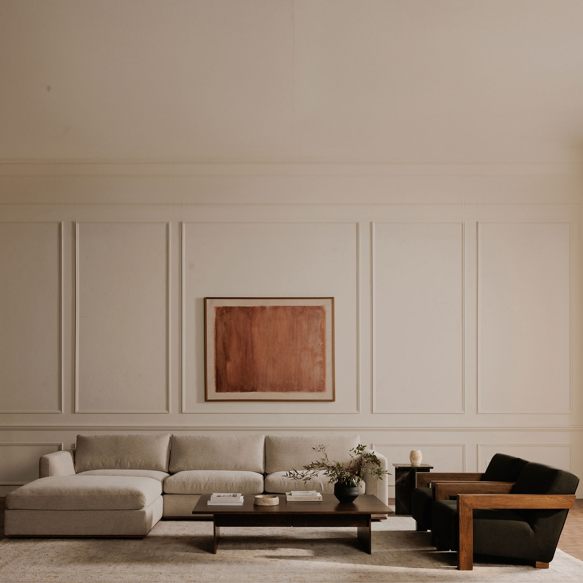 Rue Classic L Modular Sectional Flecked Grey, Sectional Sofa by Moe's Home, 136.2" width x 23.6" height x 136.2" depth View 6