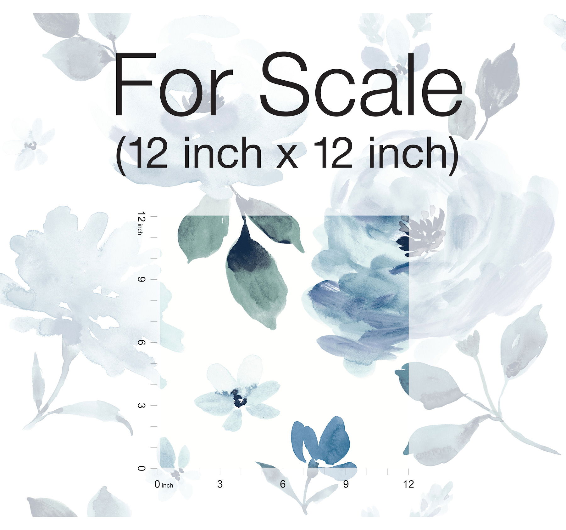 Watercolor Blooms Blue Peel & Stick Wallpaper large image 