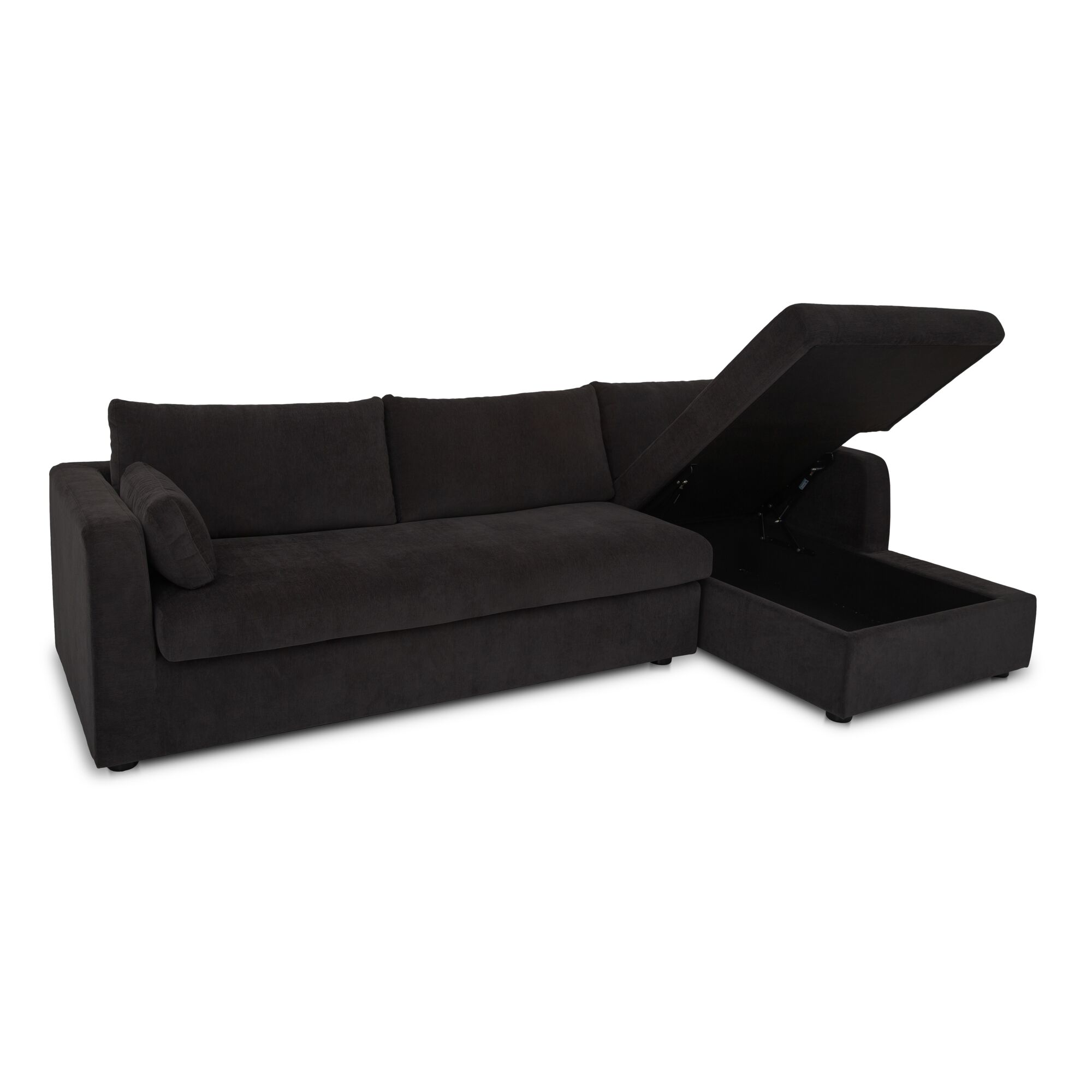 Burrow Sleeper Sectional With Storage Chaise Black Right, Sectional Sofa by Moe's Home, 115.75" width x 32.68" height x 61" depth View 2