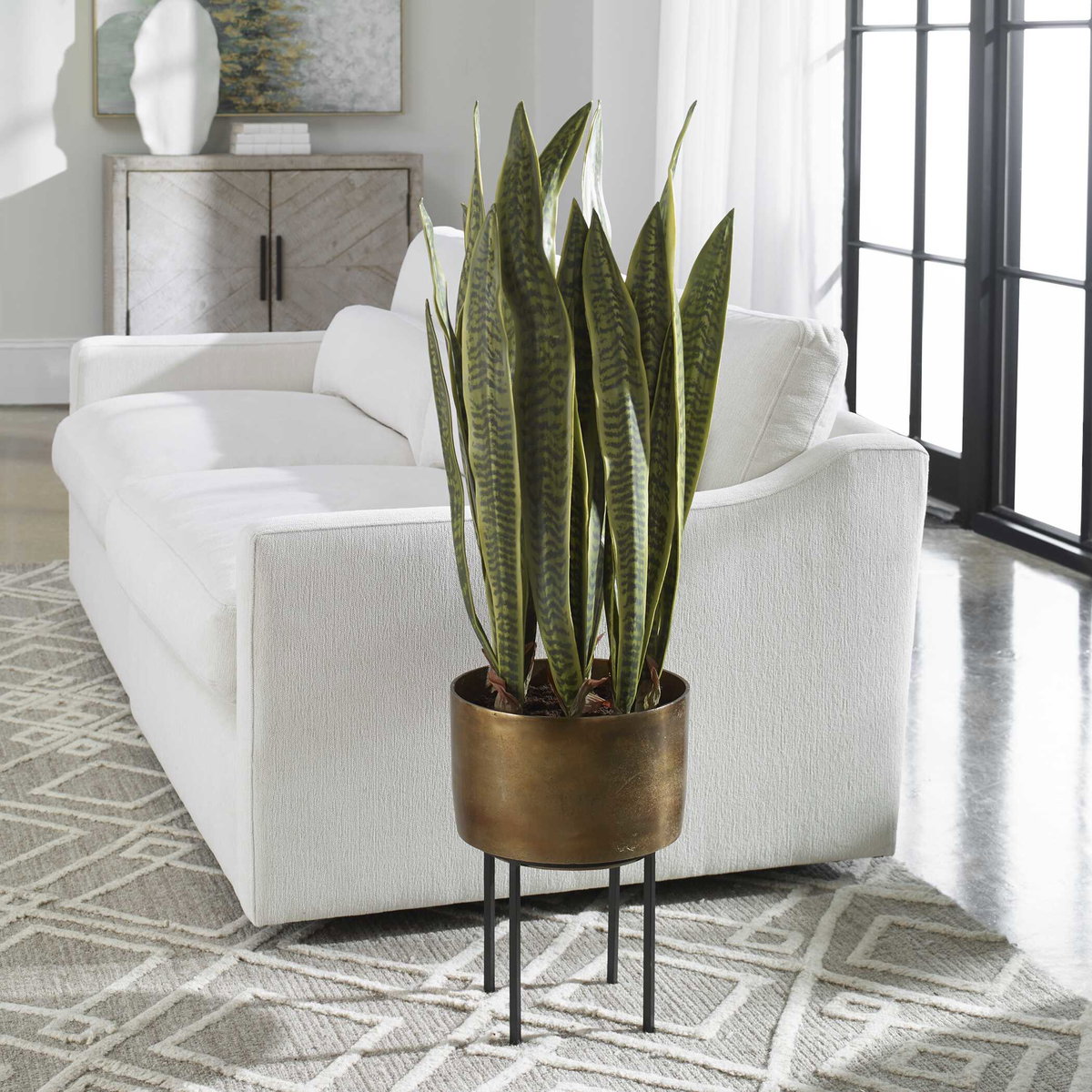 Fasita Brass Planter 2 Cartons, Artificial Plants & Flower by Uttermost, 15" width x 44" height x 15" depth View 2