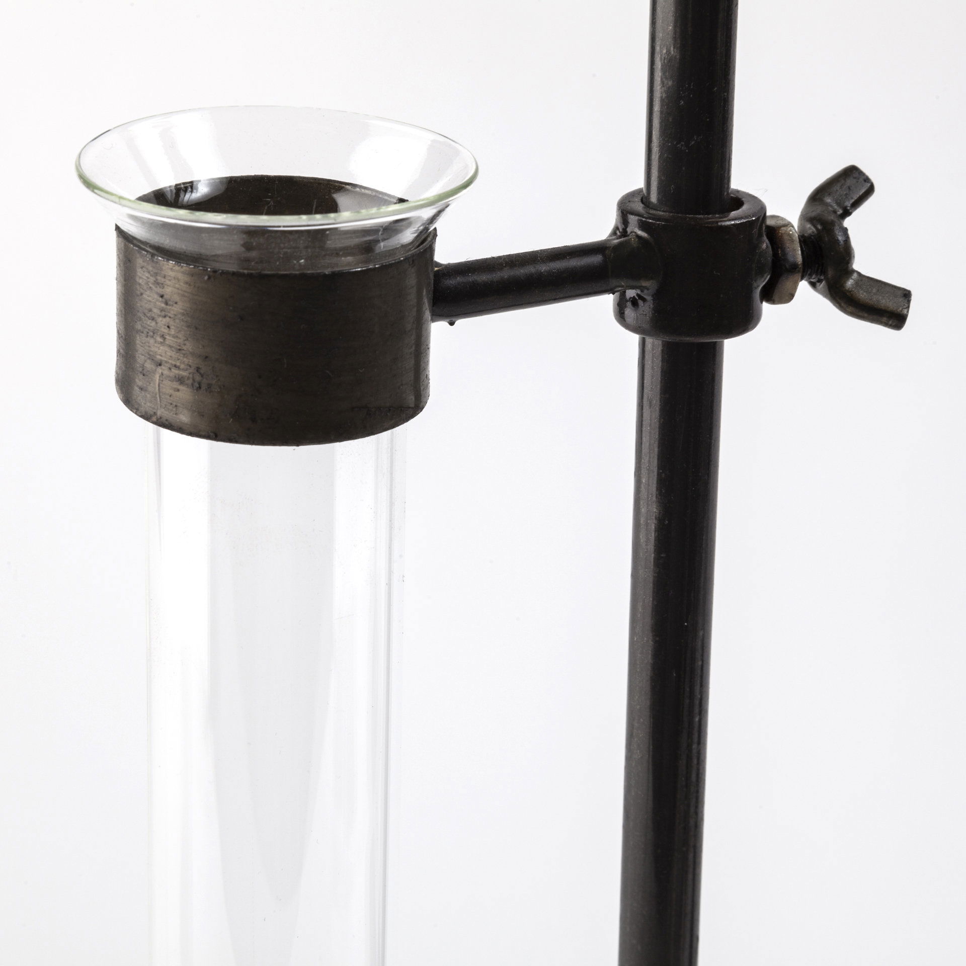 Jarvis Set of Five Dark Brown Metal and Glass Chemistry Inspired Bottles large image 