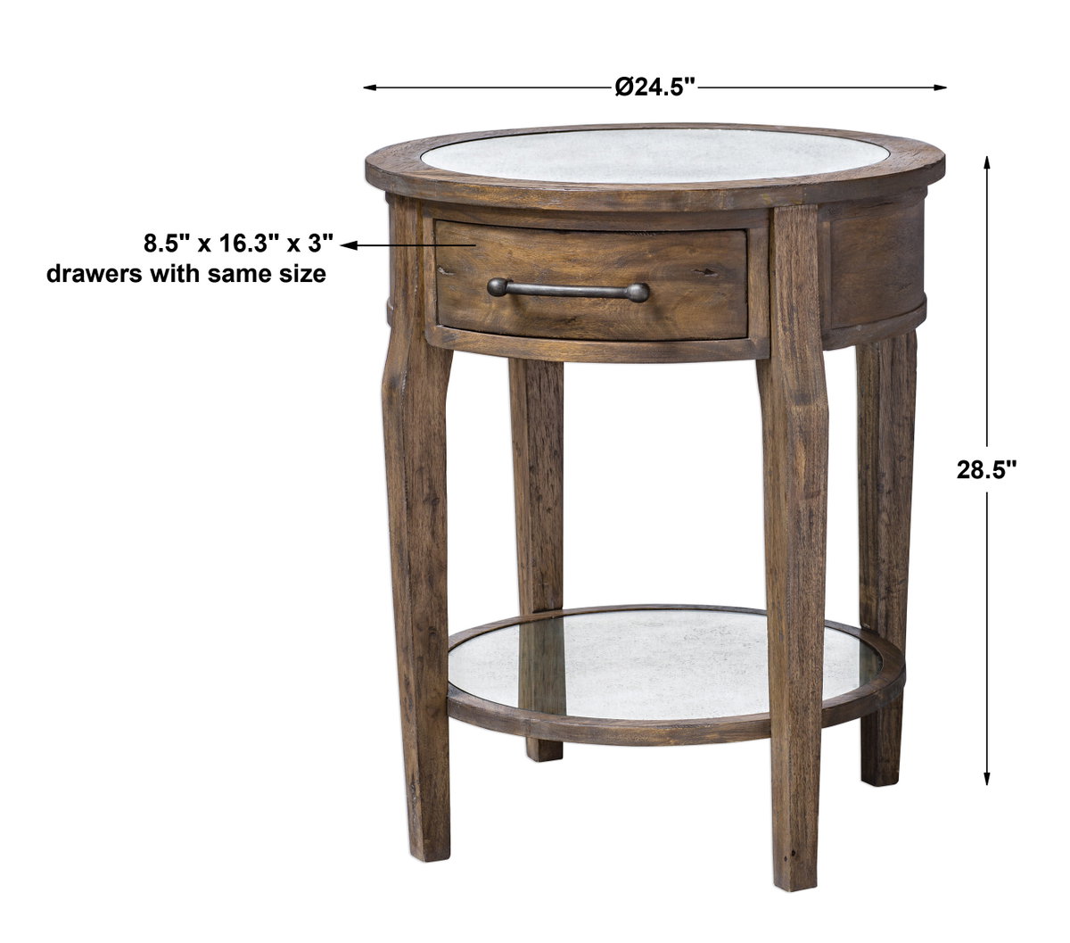 Raelynn Wood Lamp Table, Side & End Table by Uttermost, 24.5" width x 28.5" height x 24.5" depth View 3