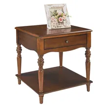 Online Designer Combined Living/Dining Timeless Elegance Large Wooden Side Table With Drawer And Shelf