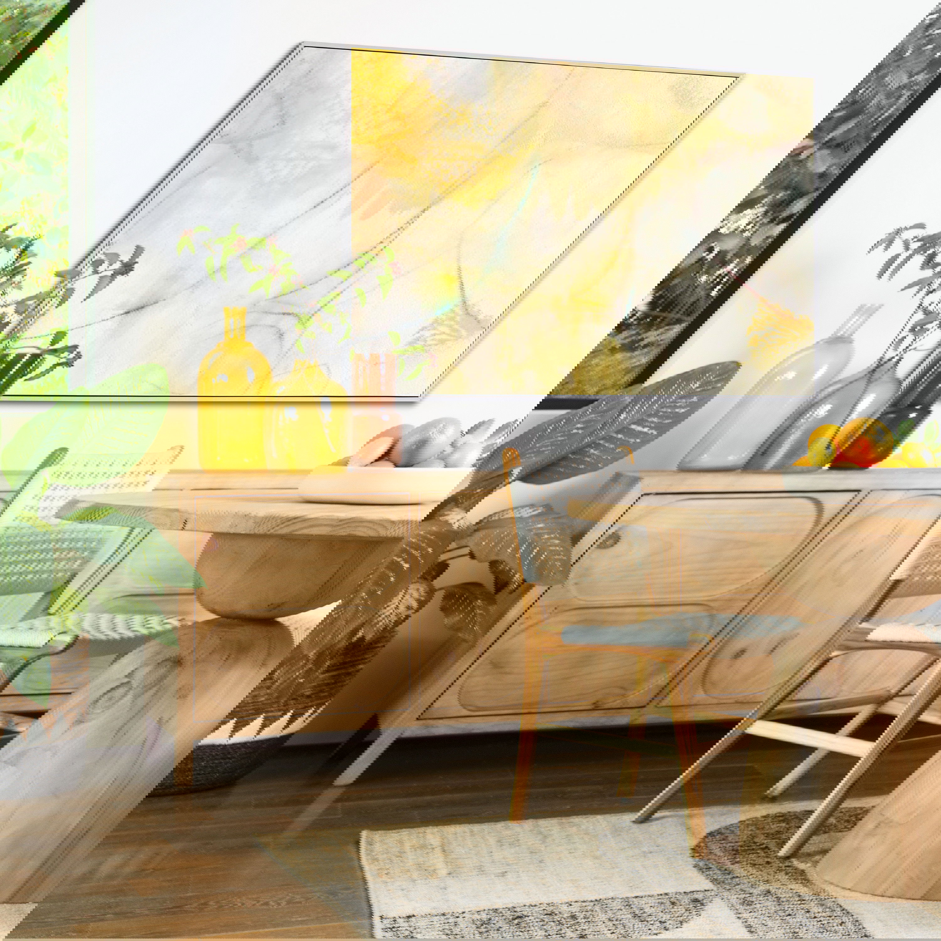 Cabrera Round Dining Table Natural 48', by Dovetail, 48" width x 30" height x 48" depth View 3