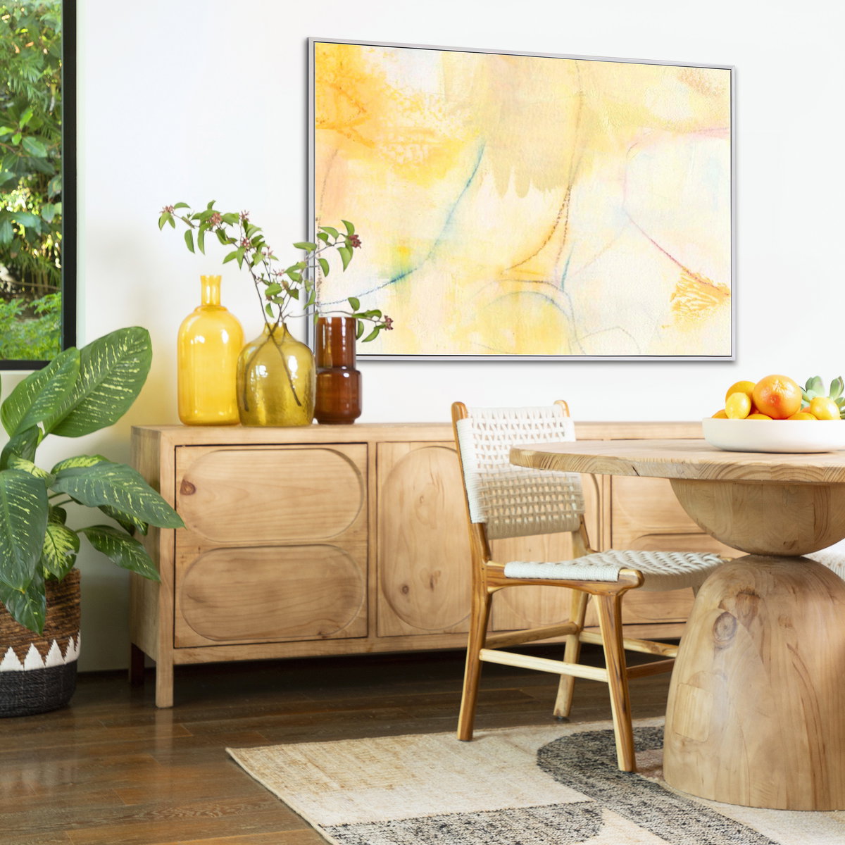 Cabrera Round Dining Table Natural 48', by Dovetail, 48" width x 30" height x 48" depth View 3