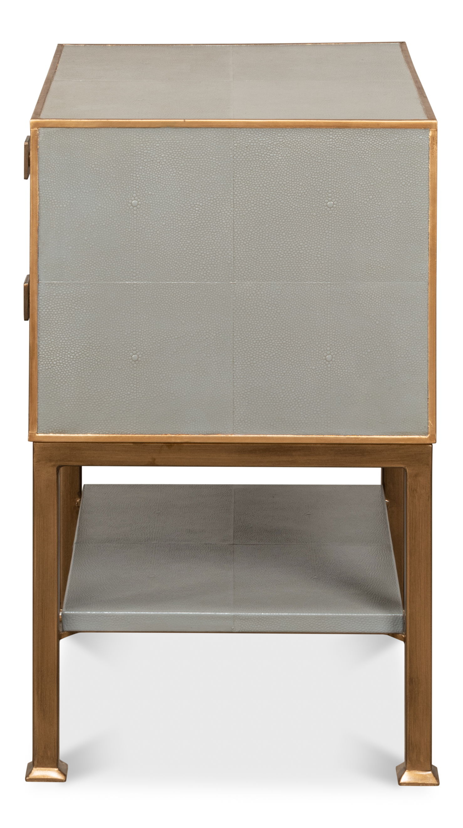 Gillian Two Drawer Nightstand, Storm Gry, by Sarreid, 18" length x 15" width x 25" height View 3