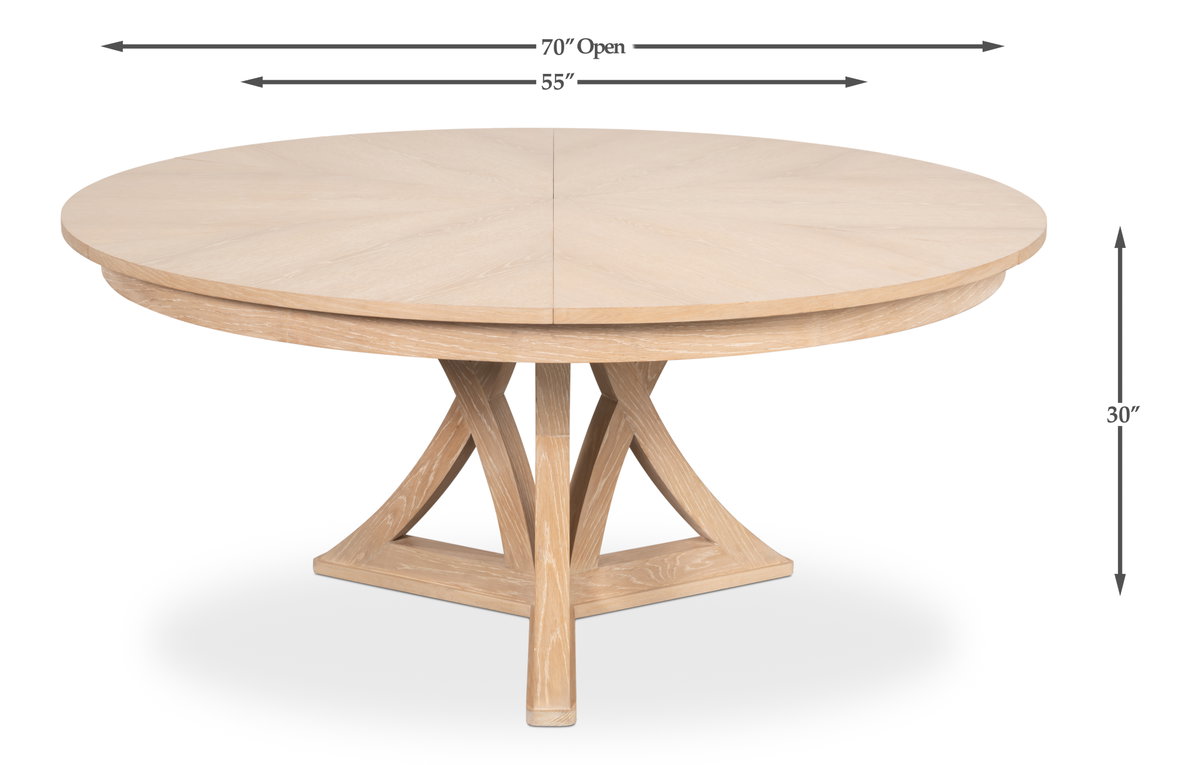 Casual Jupe Dining Table Bleached Oak M, by Sarreid, 4'7" length x 4'7" width x 2'6" height View 13