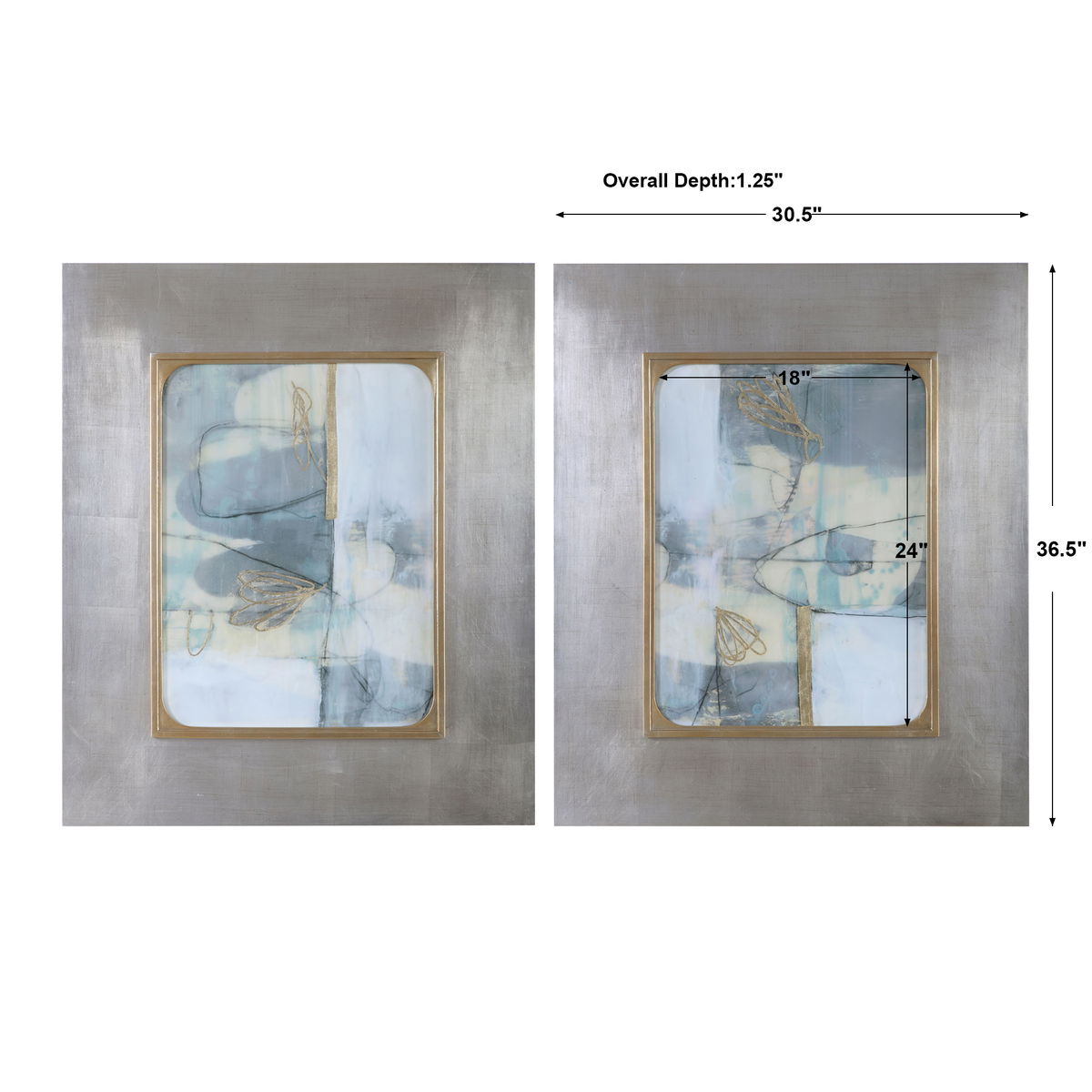 Gilded Whimsy Abstract Prints Set/2, Art by Uttermost, 30.5" width x 36.5" height x 1.25" depth View 3
