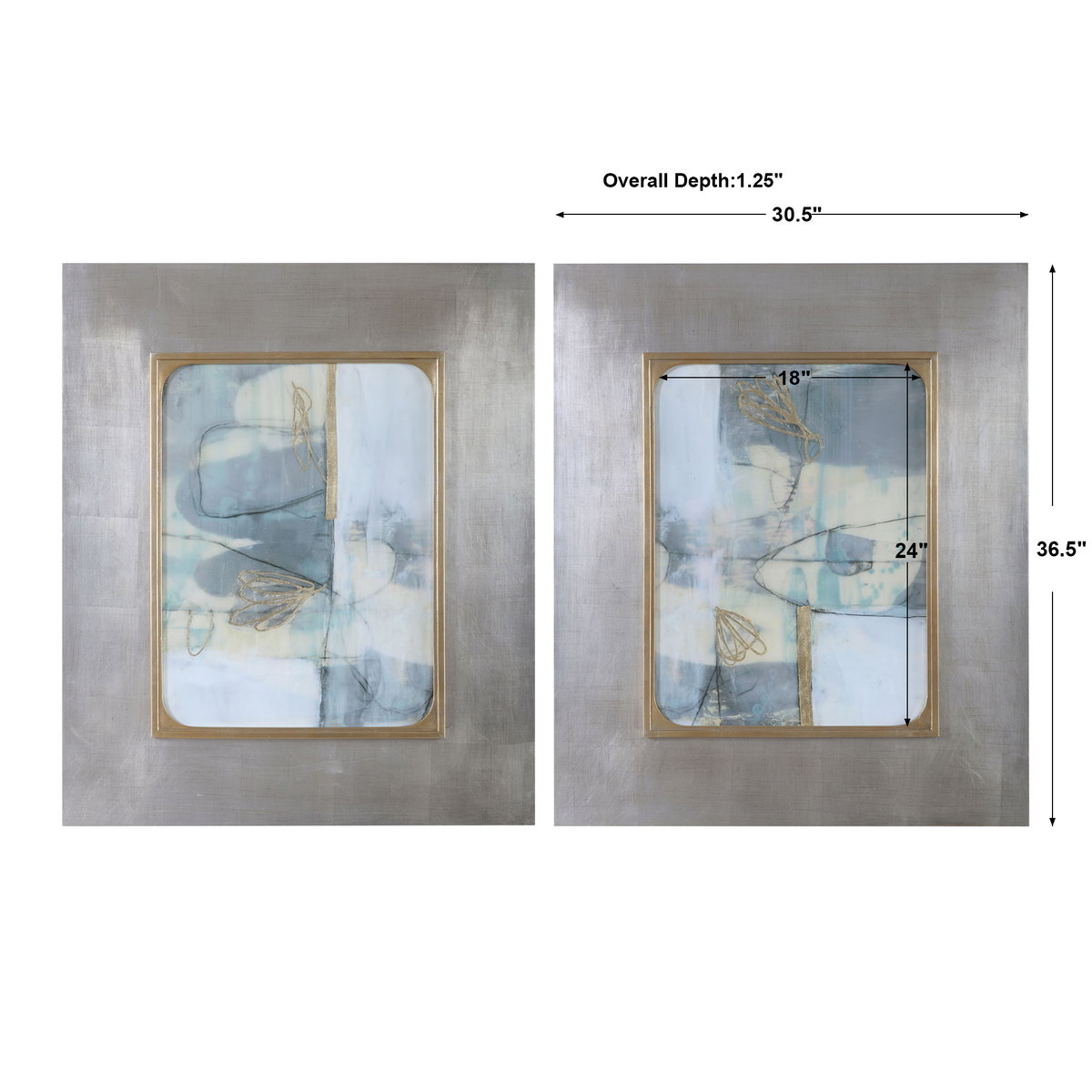 Gilded Whimsy Abstract Prints Set/2, by Uttermost, 2'6.5" width x 3'0.5" height x 1.25" depth View 3