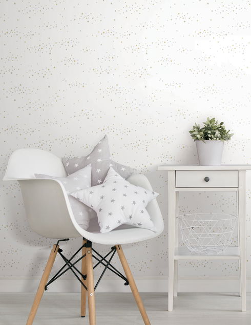 Starlight, Star Bright Silver & Gold Peel & Stick Wallpaper