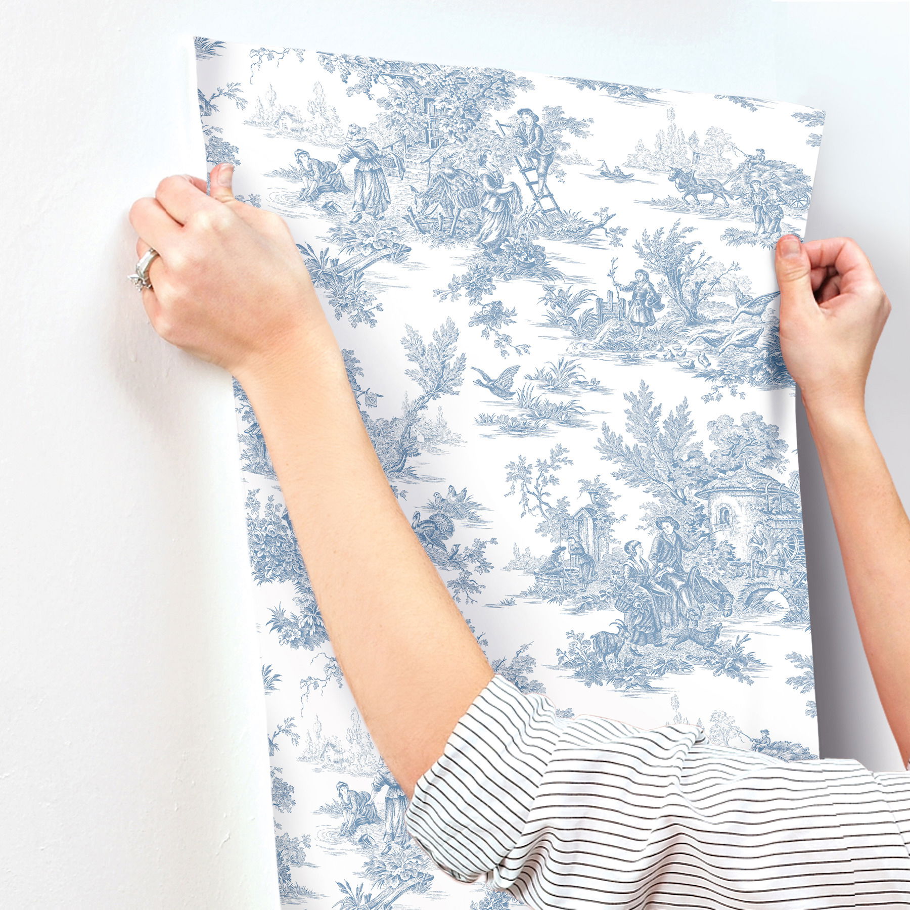 Campagne Toile Blue & White Wallpaper large image 