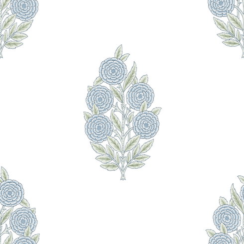 Dutch Floral Blue Peel & Stick Wallpaper