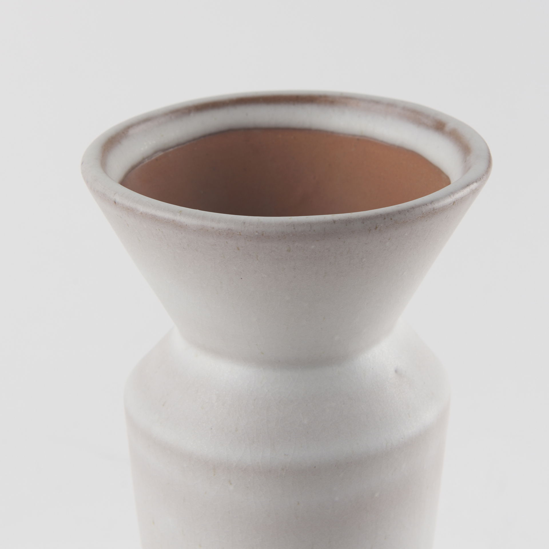 Esme  Whitewashed Ceramic Vase, by Mercana, 4.53" length x 4.53" width x 10.43" height View 5