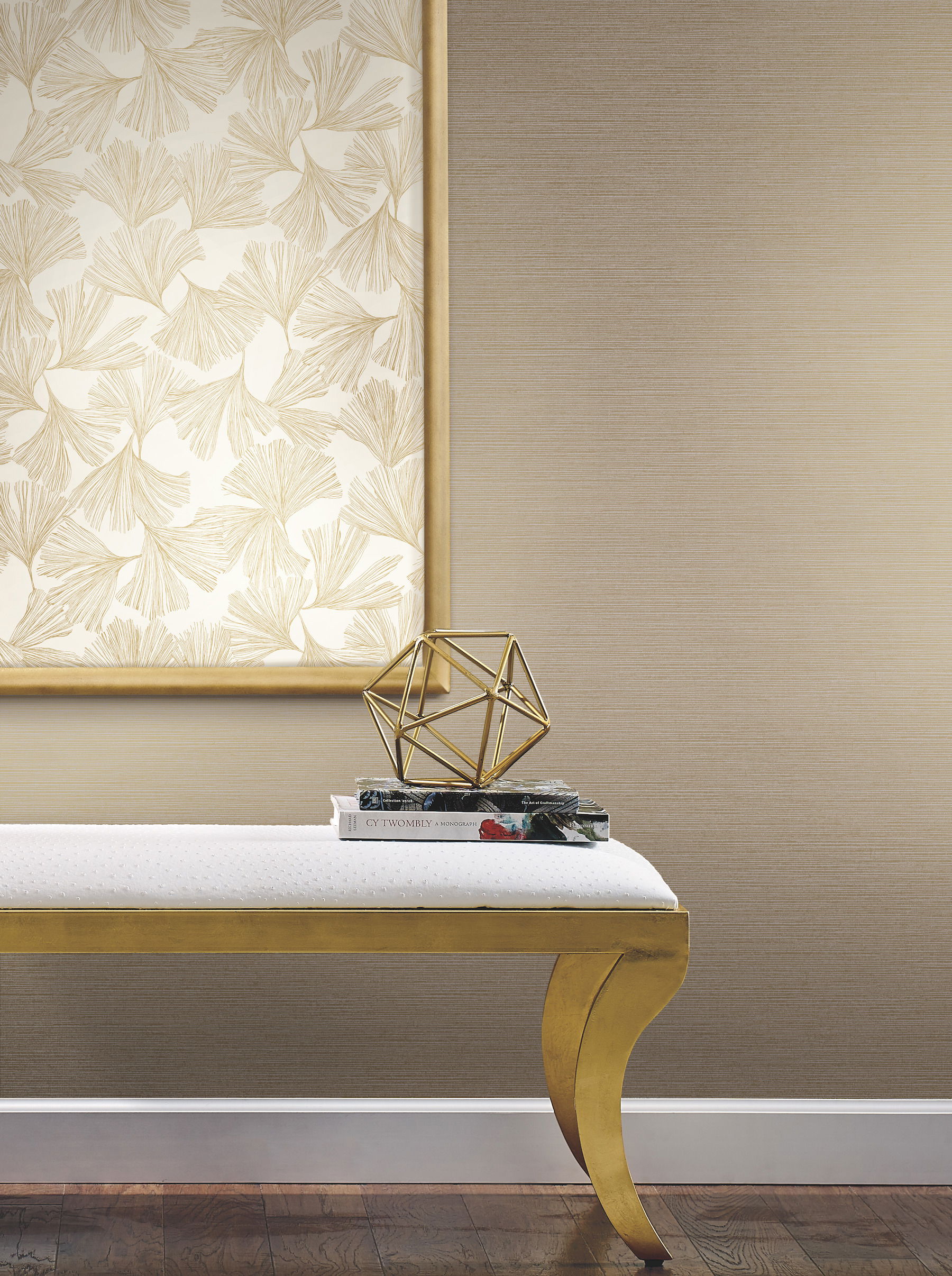 Shining Sisal Grasscloth Tan Metallic Wallpaper large image 
