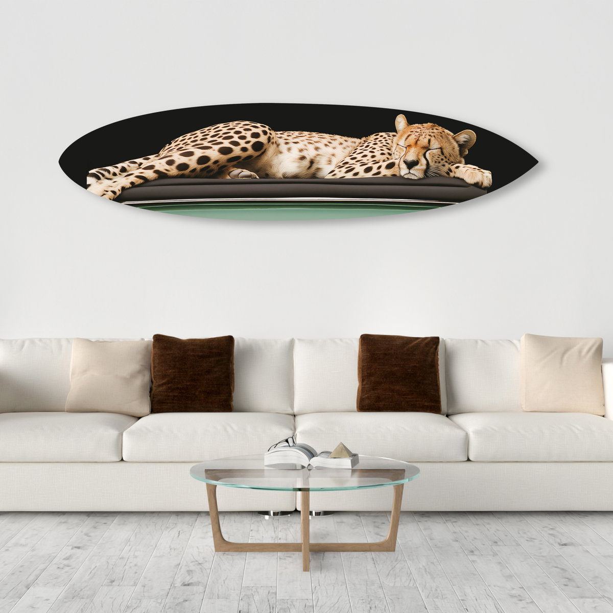 Sleepy Cadi Cheetah Surfboard (No Embellishment), by Oliver Gal,  76x18 View 3