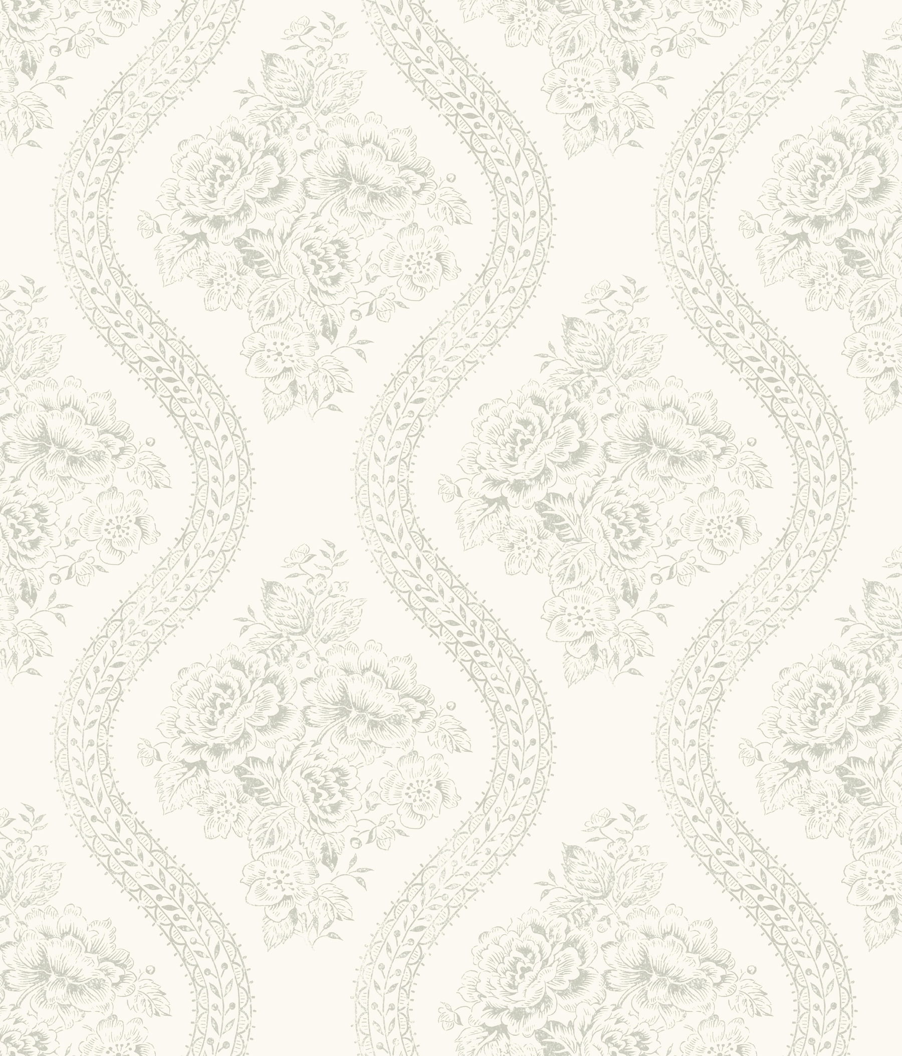 Coverlet Floral Grey & Off White Wallpaper large image 