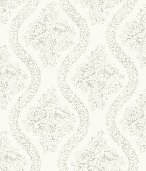 Coverlet Floral Grey & Off White Wallpaper