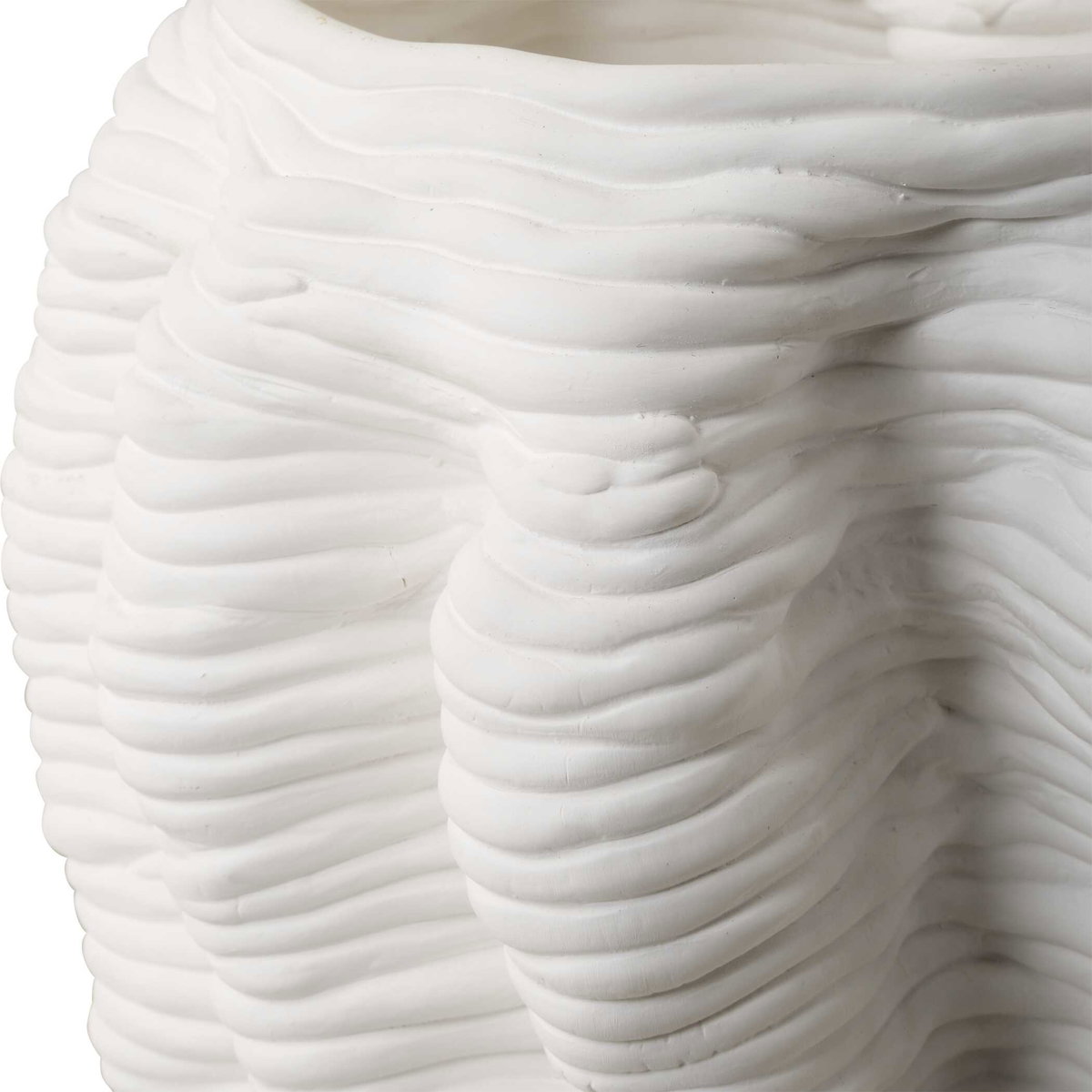 Stratified Matte White Vase, by Uttermost, 9" width x 13.75" height x 9" depth View 4