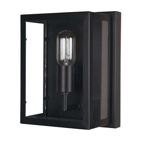Cairn Matte Black Metal with Glass 1-Light Wall Sconce