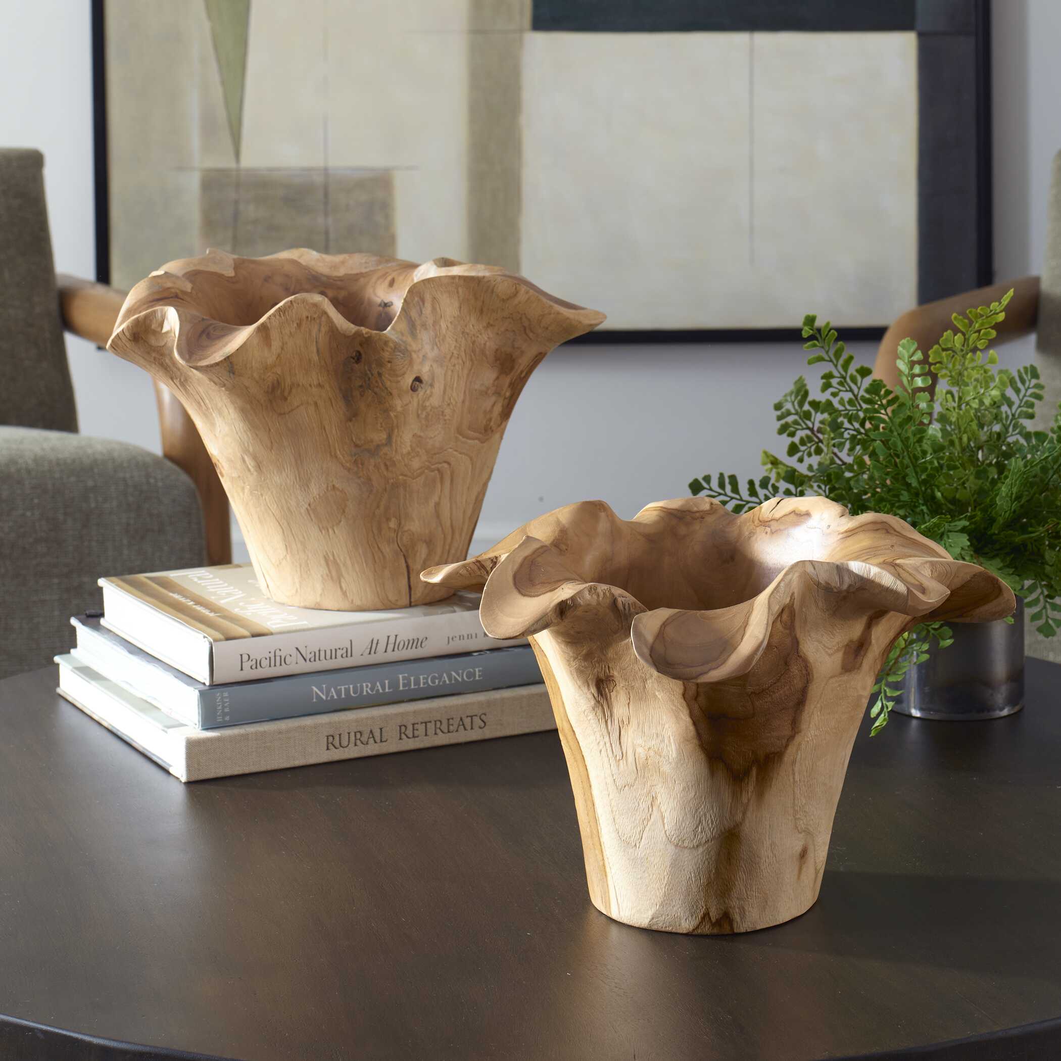 Teak Flow Natural Outdoor Bowl large image 