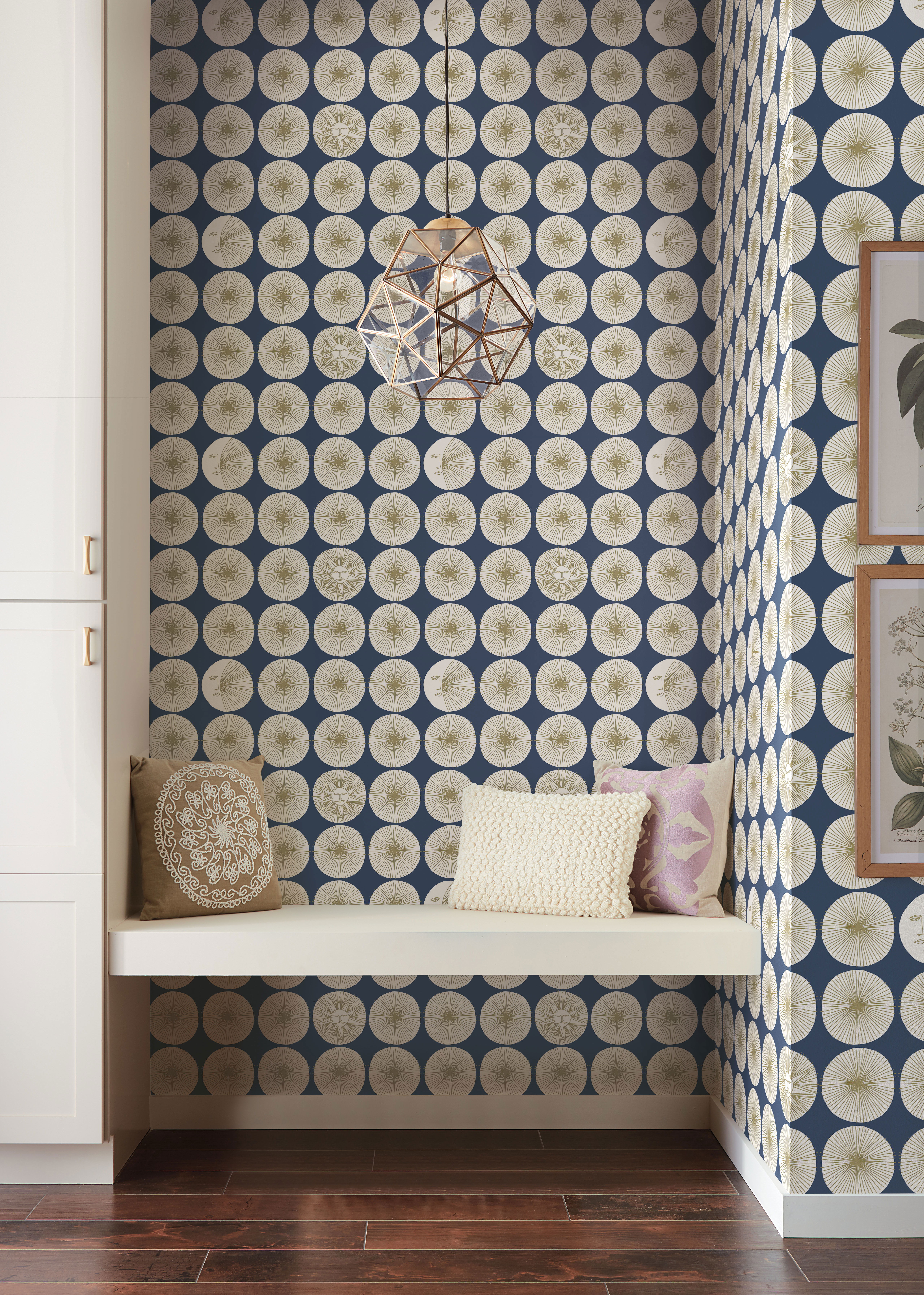 Soho Starburst Blue & Gold Peel & Stick Wallpaper large image 