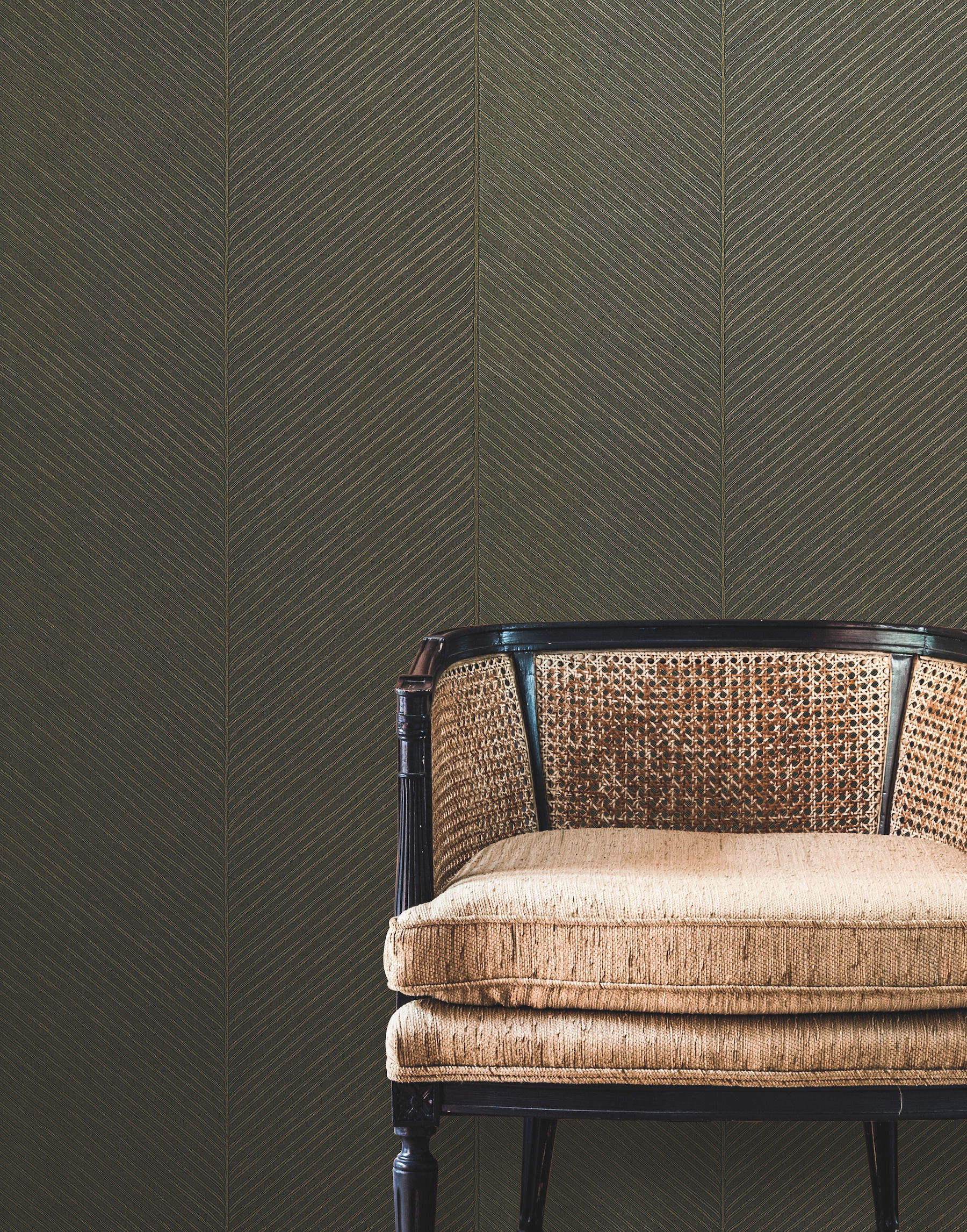 Palm Chevron Black & Gold Wallpaper, by York Wall, 32'9.6" length x 1'8.8" width x 0.02" depth View 3