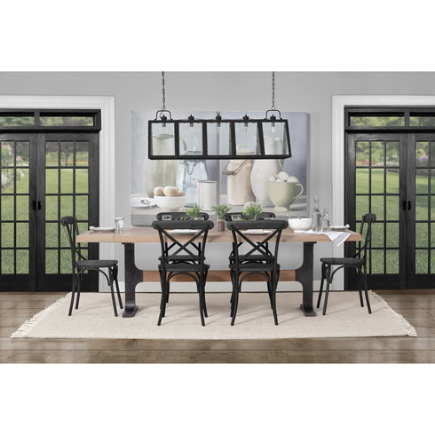 Araxi 95"L x 41"W Rectangular Trestle Dining Table | Modern | Brown Wood & Black Metal | Seats 4