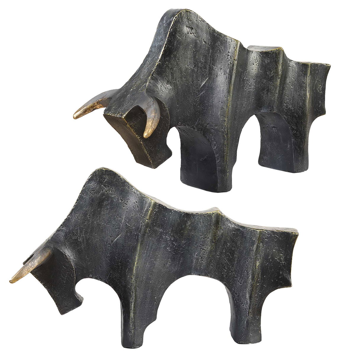 Regal Bull Bronze Sculptures Set/2, Figurines & Statue by Uttermost, 15" width x 9.5" height x 6.37" depth View 5