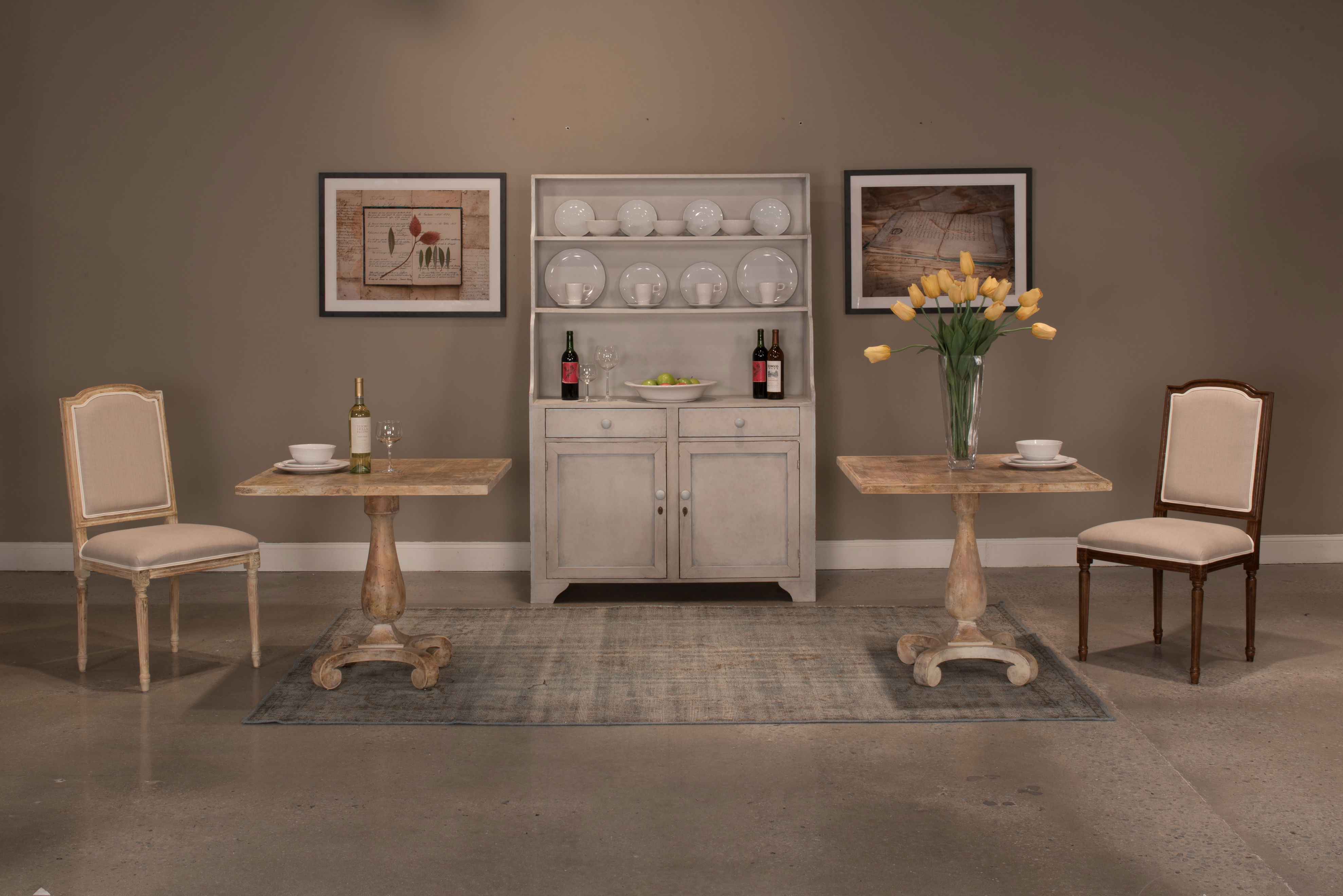 Bistro Table, Antique Oak, Game Table by Sarreid, 33" length x 33" width x 29" height View 4