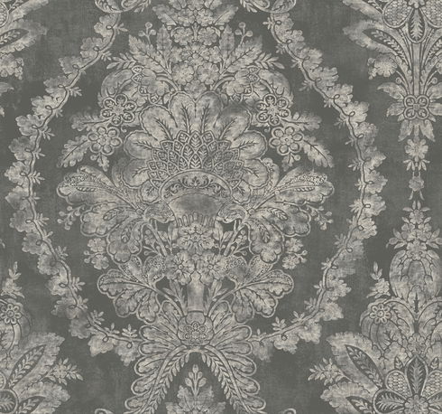 Charleston Damask Grey Wallpaper