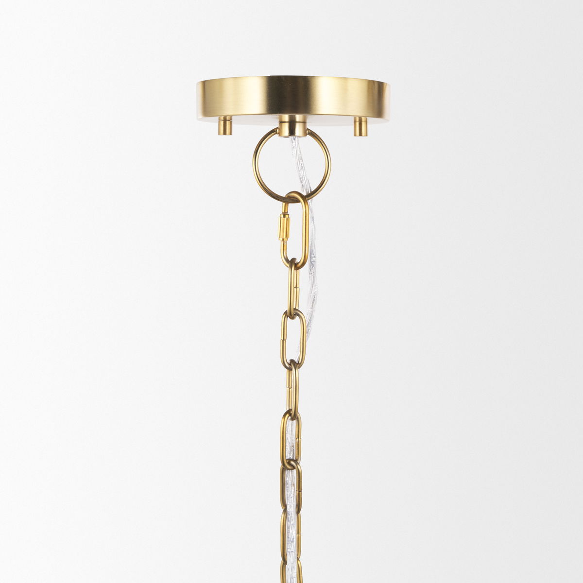 Sadah Tall Clear Blown Glass with Gold Metal Pendant Light, by Mercana, 11.25" length x 11.25" width x 21" height View 4