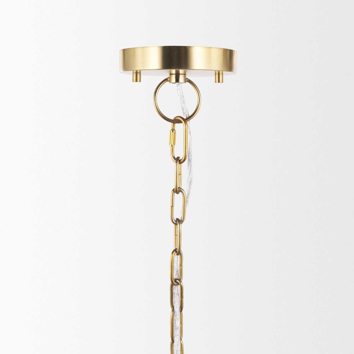 Sadah Tall Clear Blown Glass with Gold Metal Pendant Light, by Mercana, 11.25" length x 11.25" width x 21" height View 4