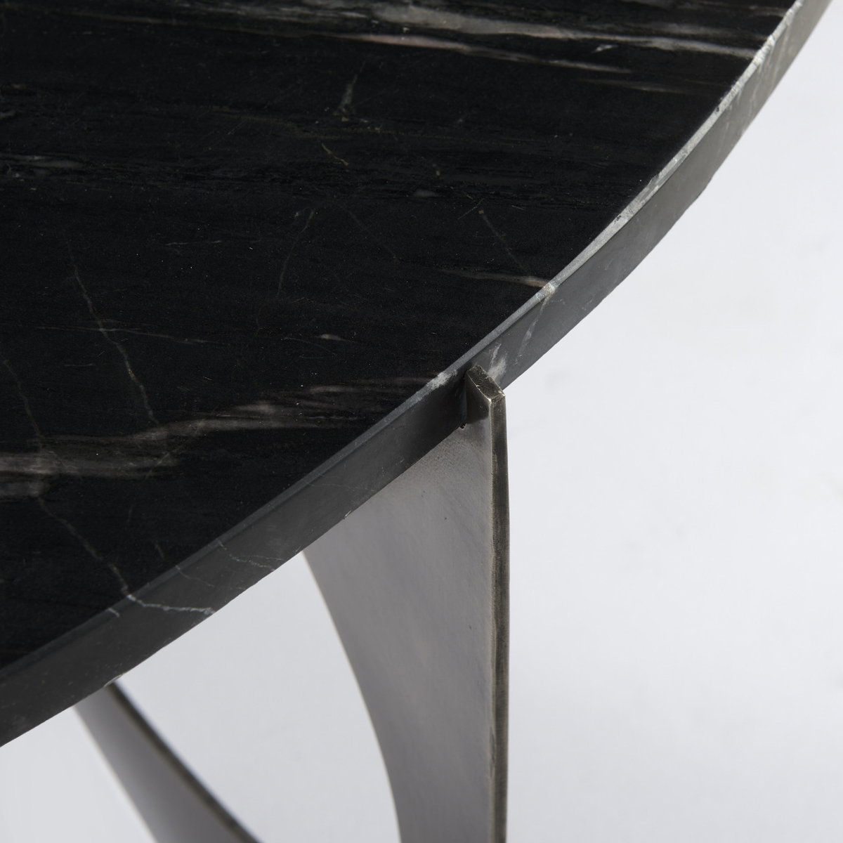 Reinhold III Black Marble Top Iron Coffee Table, by Mercana, 49" length x 49" width x 17.75" height View 8