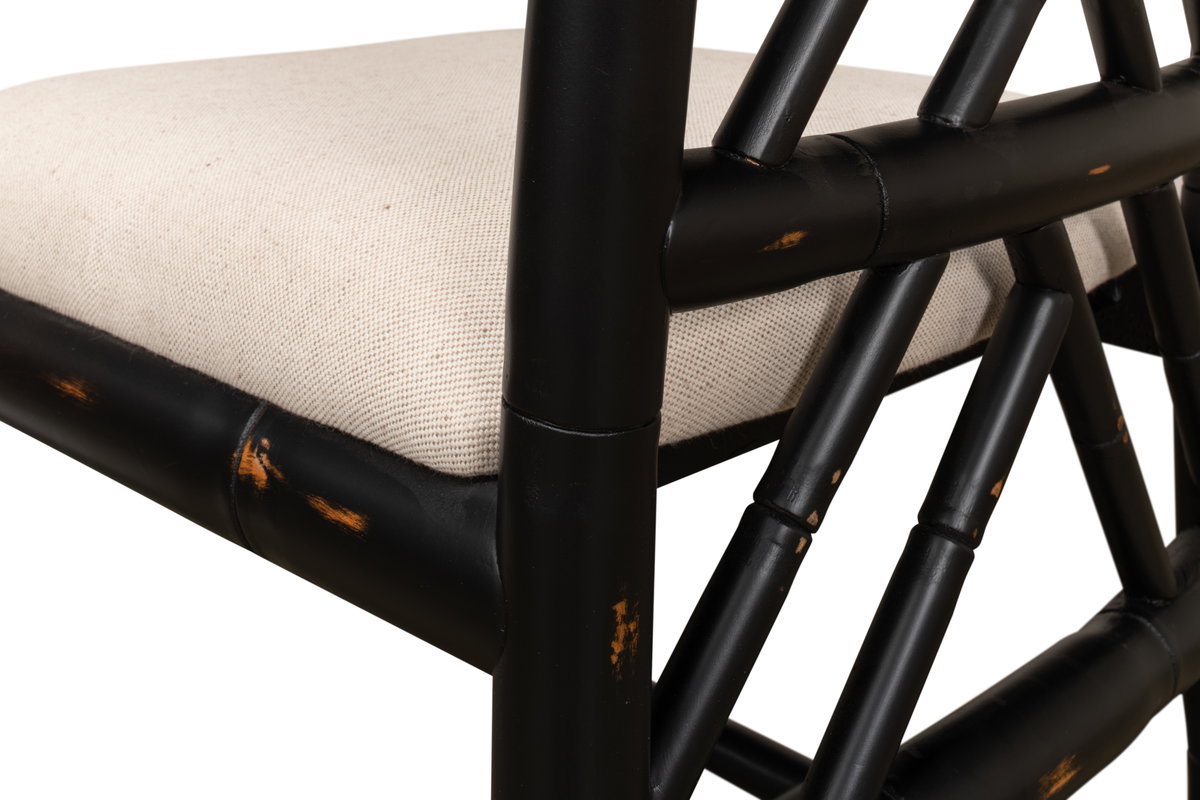 Brighton Bamboo Side Chair Black, by Sarreid, 1'10" length x 1'5" width x 3'3" height View 8