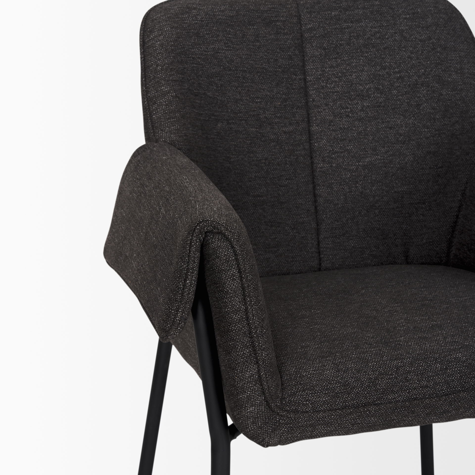 Brently Dining Chair with Gray Fabric & Matte Black Metal Legs large image 