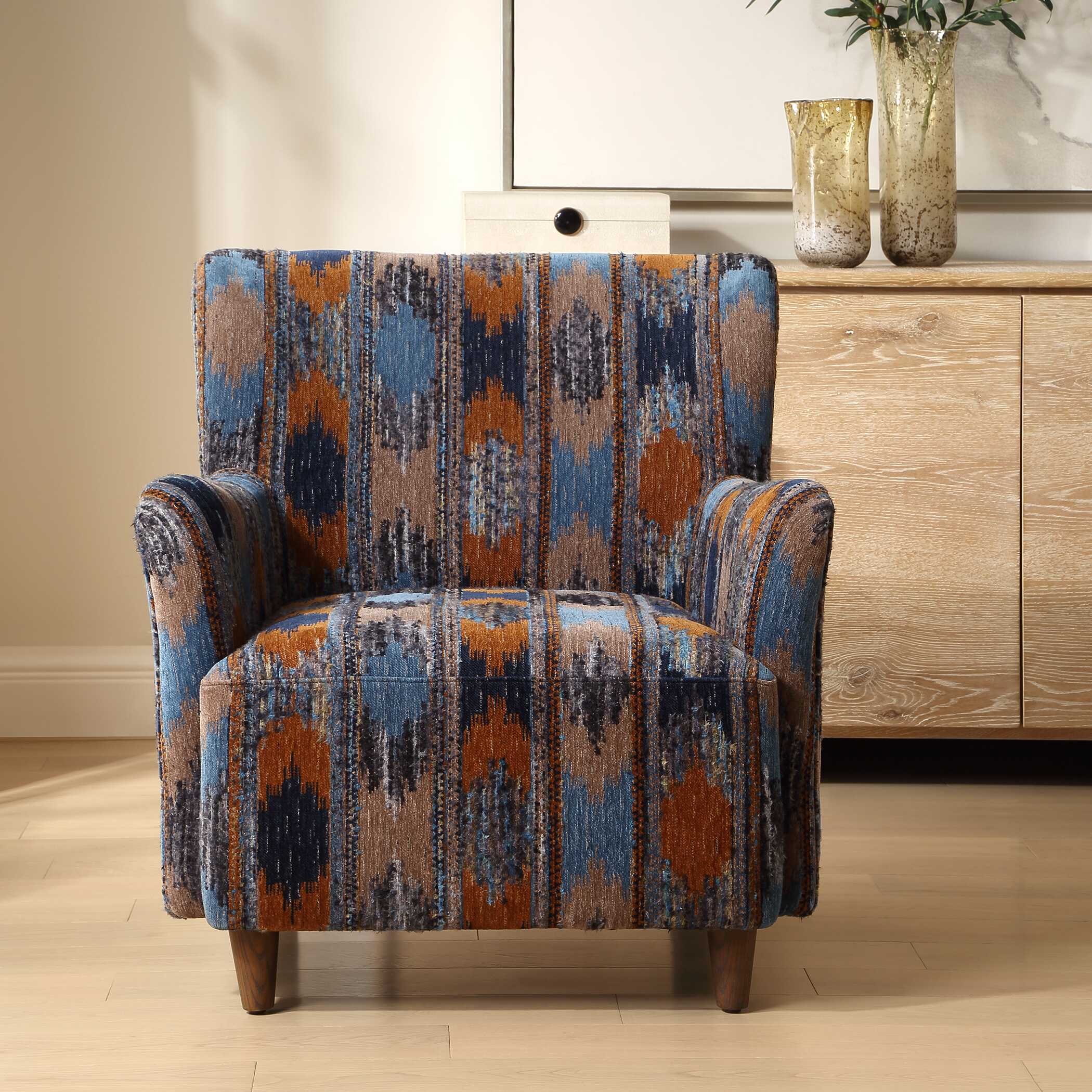 Lainey Upholstered Ikat Armchair, Furniture by Uttermost, 30" width x 32.5" height x 31.5" depth View 5